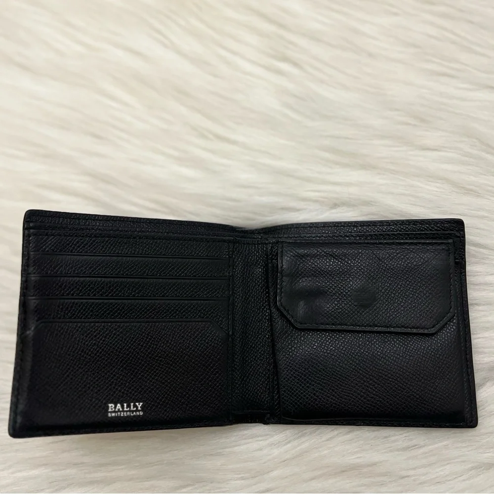 BALLY - BLACK RED WHITE ALL LEATHER TALEK BIFOLD WALLET